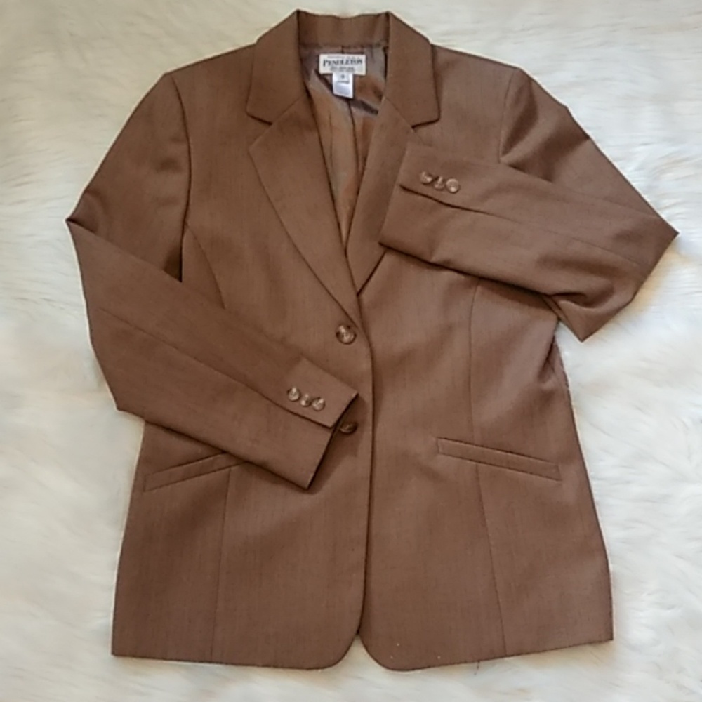 Wool Blazer Jacket Camel Brown Casual Dress Preppy